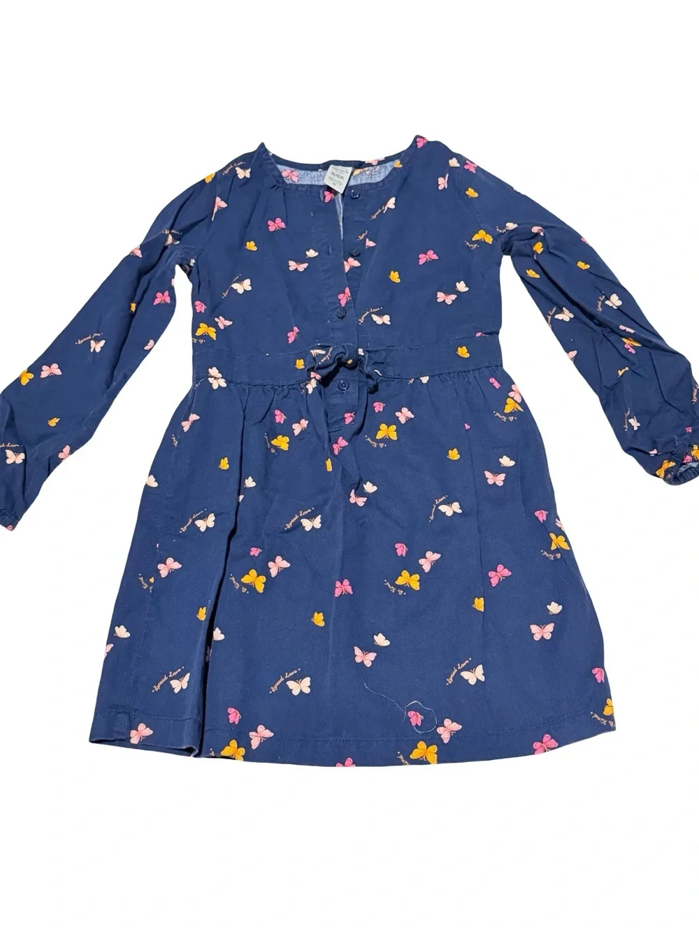 Carter’s Girls Size 8 Navy Butterfly Print Long Sleeve Dress Casual Playwear